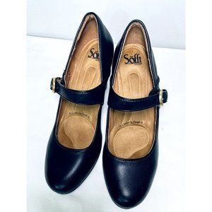 Sofft Black Miranda Leather Mary Jane Buckle Strap Pumps Size 7.5